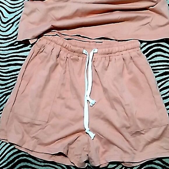 simplicity peach rustic button loungewear set - Picture 3 of 10